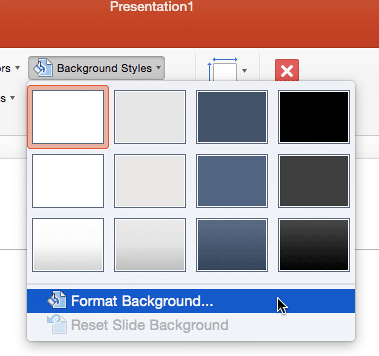 Background Styles drop-down gallery