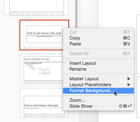 Format Background option to be selected