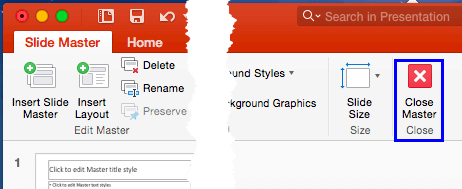 Close Master View button
