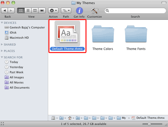 Default Theme file within the appropriate location