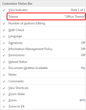 Customize Status Bar menu