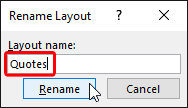 Rename Layout window