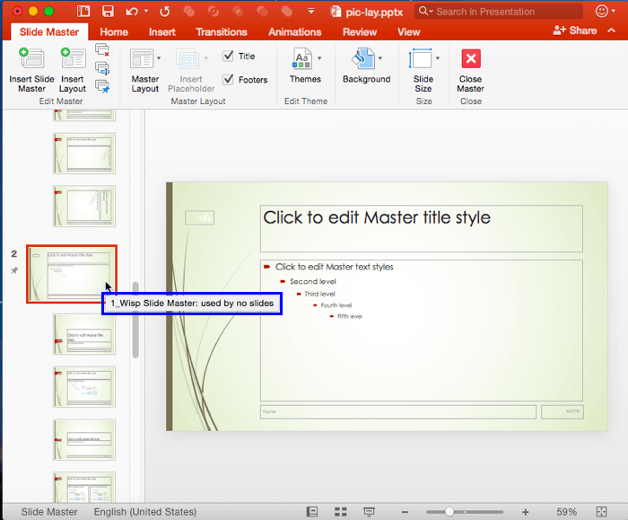 Duplicate copy of Slide Master created