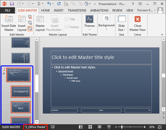 Duplicate copy of Slide Master created