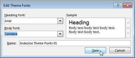Changes made to the Theme Font