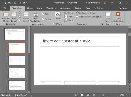 New Slide Layout selected