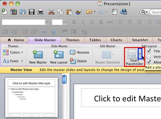 Insert Placeholder button