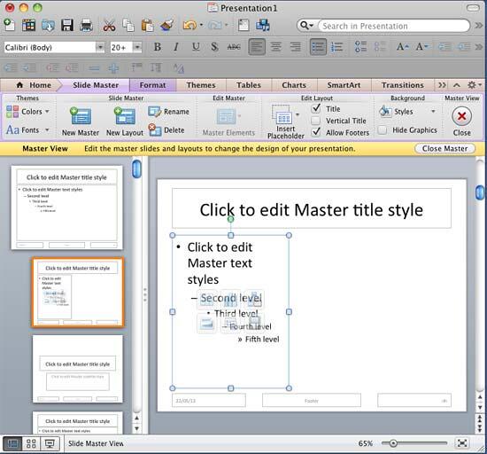 Content Placeholder inserted within the new slide layout