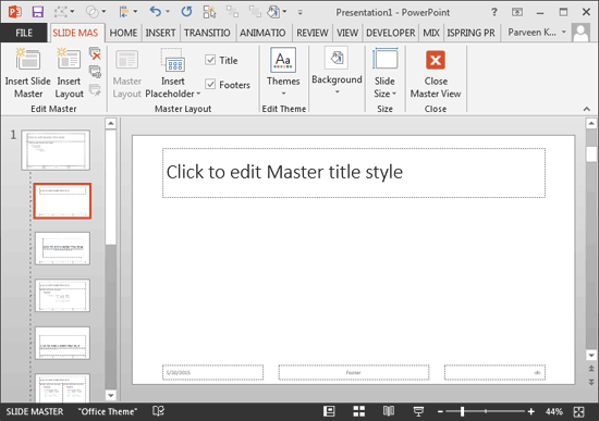 New Slide Layout selected