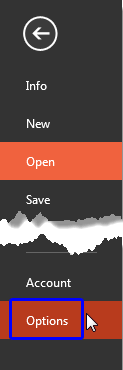 Choose Options within the File menu Choose Options within the File menu