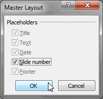 Slide number check-box to be selected