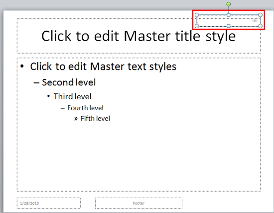 Slide Number placeholder repositioned