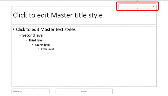 Slide Number placeholder repositioned