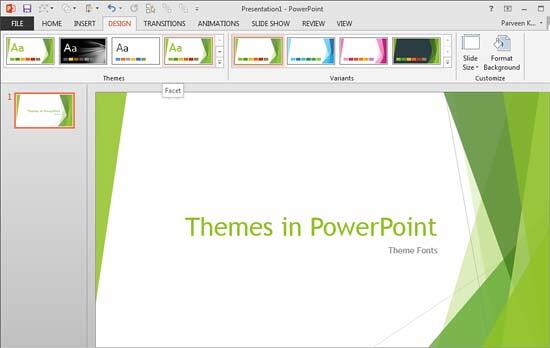 Presentation with a Theme applied