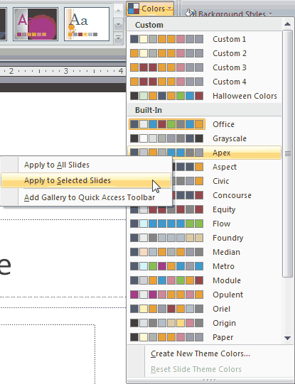 Apply to Selected Slides