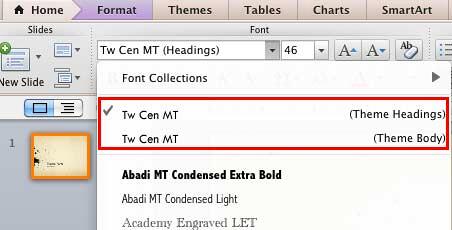 Changed Theme Headings and Theme Body fonts