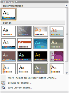 Which Themes are Installed within Office Versions?