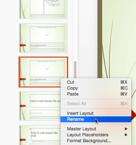 Rename option for the selected layout Rename option for the selected layout