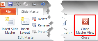 Close Master View button