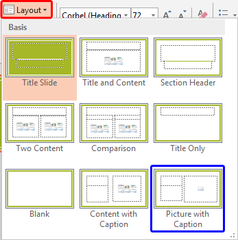 Layout drop-down gallery