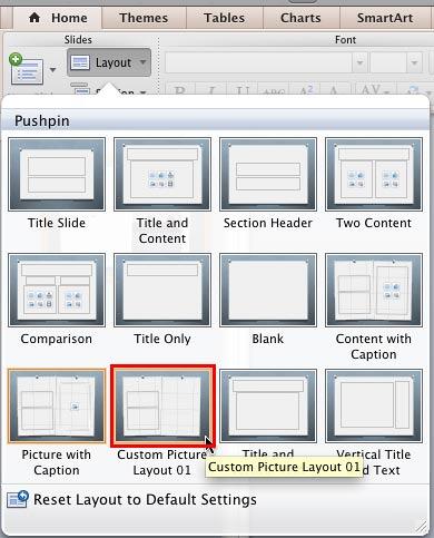 New Slide Layout within the Layout drop-down gallery