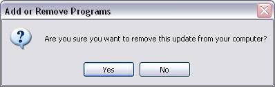 Confirmation window to remove update
