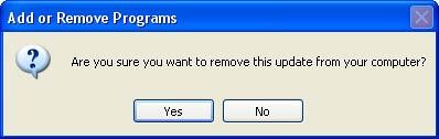 Confirmation window to remove update