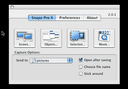 Snapz Pro X dialog box