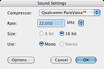Sound Settings dialog box
