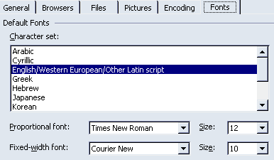 The 'Fonts' Tab The 'Fonts' Tab