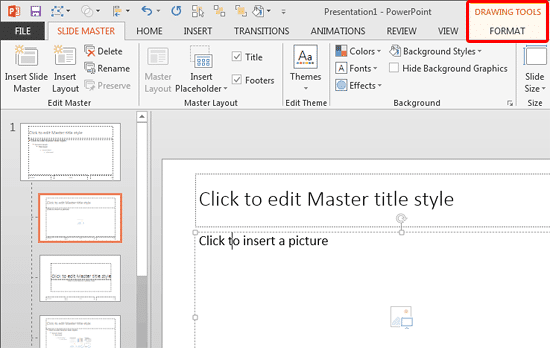Drawing Tools Format tab