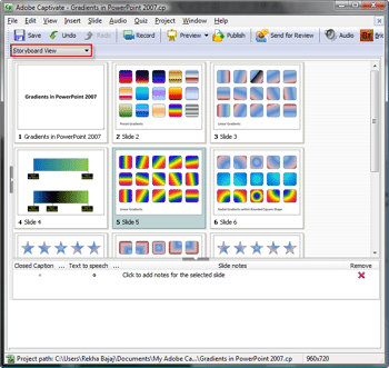 Adobe Captivate's Storyboard View: Similarity for PowerPoint Users