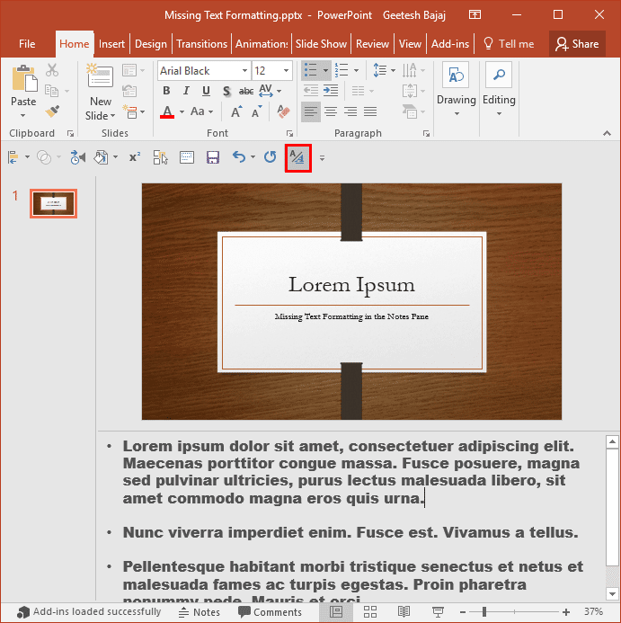 ed fonts not showing up in powerpoint