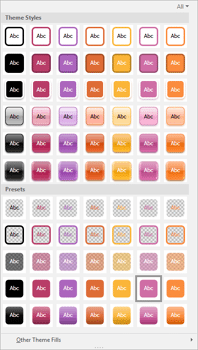 Presets in Shape Styles in PowerPoint and Microsoft Office