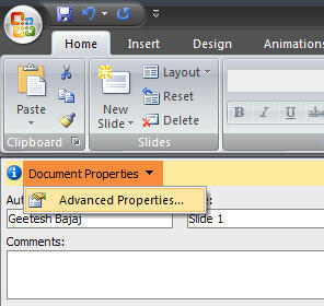 Select Advanced Properties Select Advanced Properties