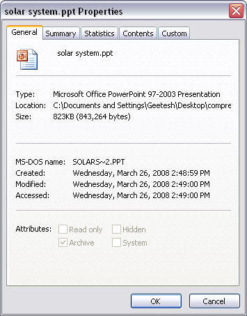 Make a note of the file size Make a note of the file size