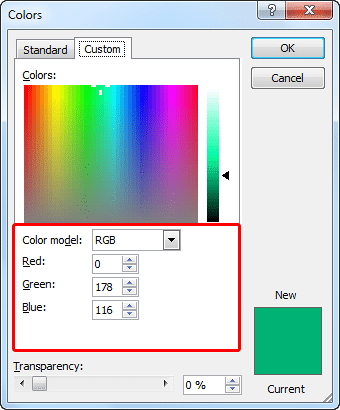 RGB values