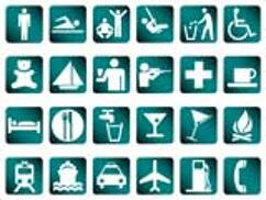 Symbol Slides: Icons (PowerPoint Clip Art) - Turquoise