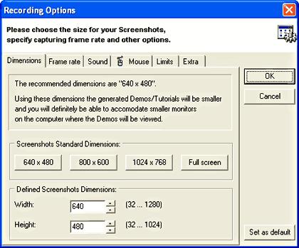 Recording Options Recording Options