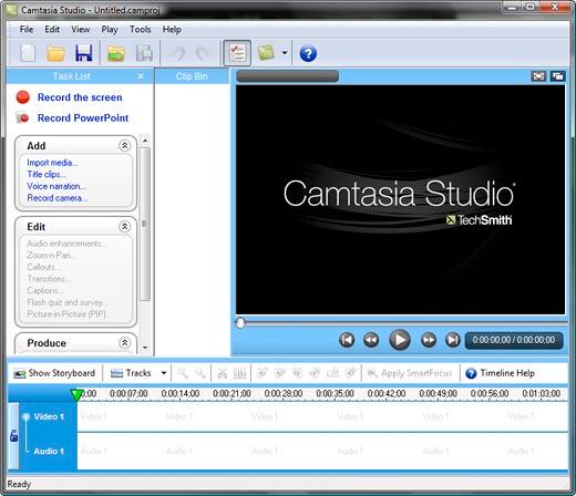 Camtasia Studio 6 interface