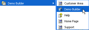 Demo Builder Start Menu group Demo Builder Start Menu group