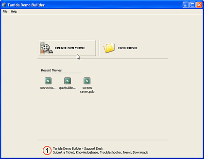 Demo Builder opening screen Demo Builder opening screen