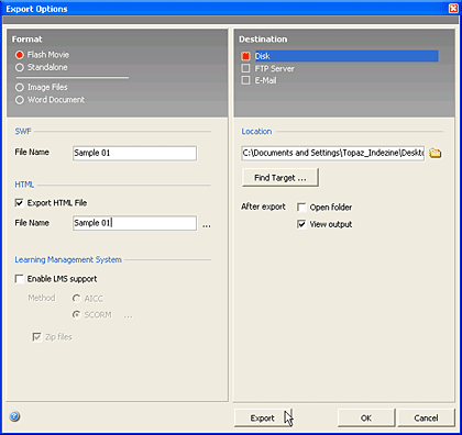 Export Options Export Options