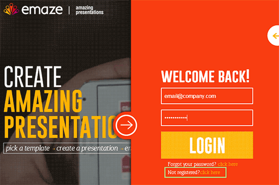Log in or sign in to emaze