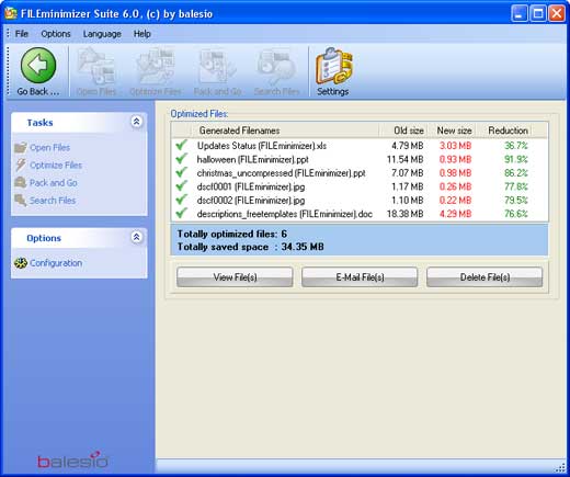 Optimized files(s) Optimized files(s)