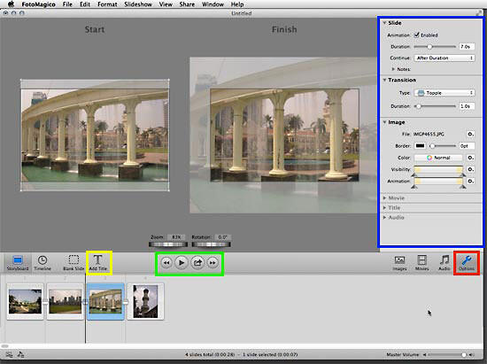 Options within FotoMagico 4 Interface Options within FotoMagico 4 Interface