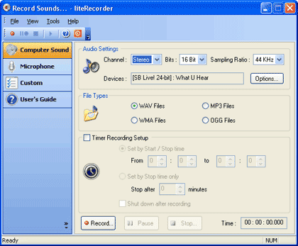 liteRecorder interface liteRecorder interface