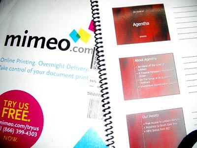 Mimeo output and packaging