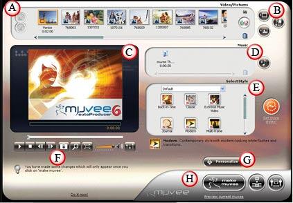 muvee autoProducer 6 Interface