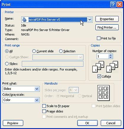 Print dialog box Print dialog box